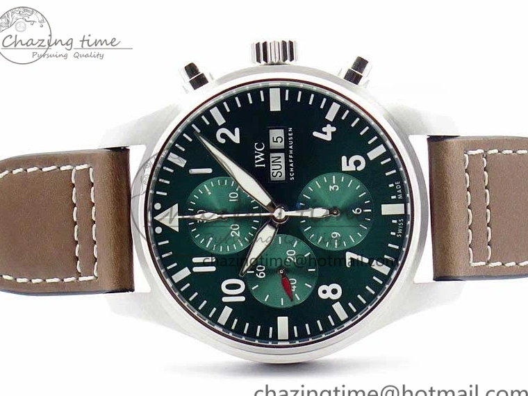 MIROTIME 0103 Pilot Chrono IW377726 ZF 1:1 Best Edition Green Dial on Brown Leather Strap A Trendsetting 7125